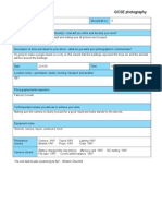 Gcse Photoshoot Planner