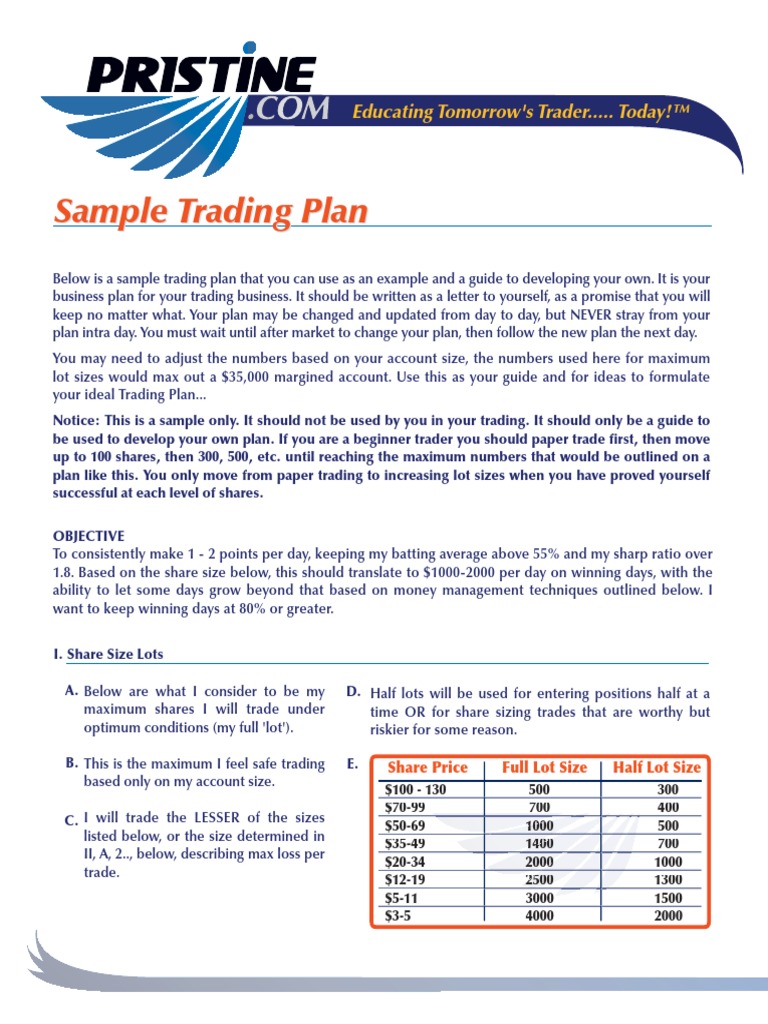 business plan sample for trading