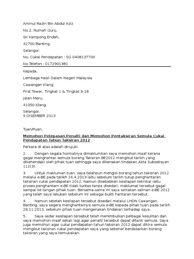 Surat Lhdn Pdf