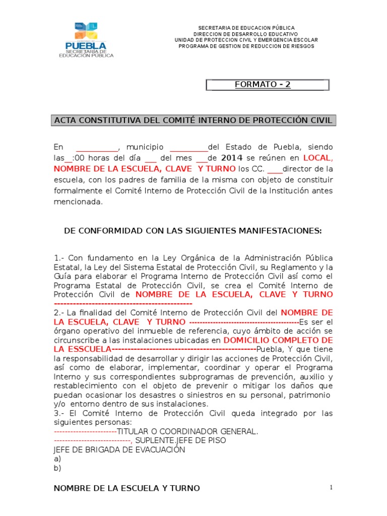 Acta Protecciòn Civil.  PDF  Gobierno