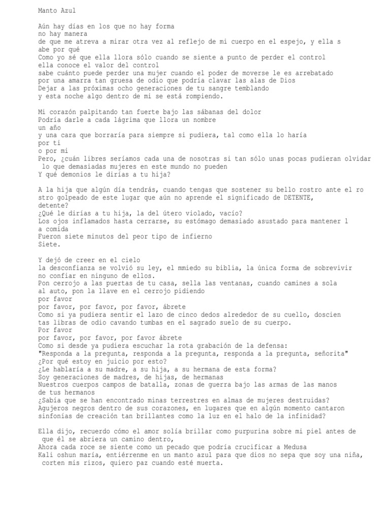 Andrea Gibson Blue Blanket (Traducción) PDF Ocio