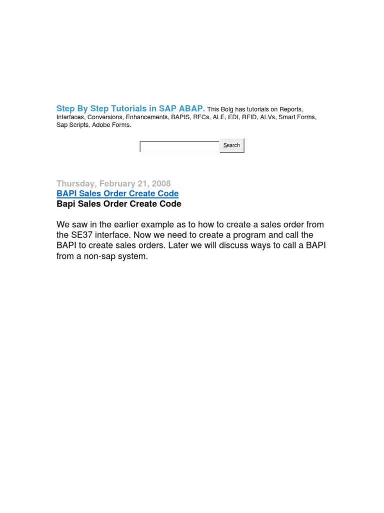 Step by Step Tutorials in Bapi SAP ABAP | PDF