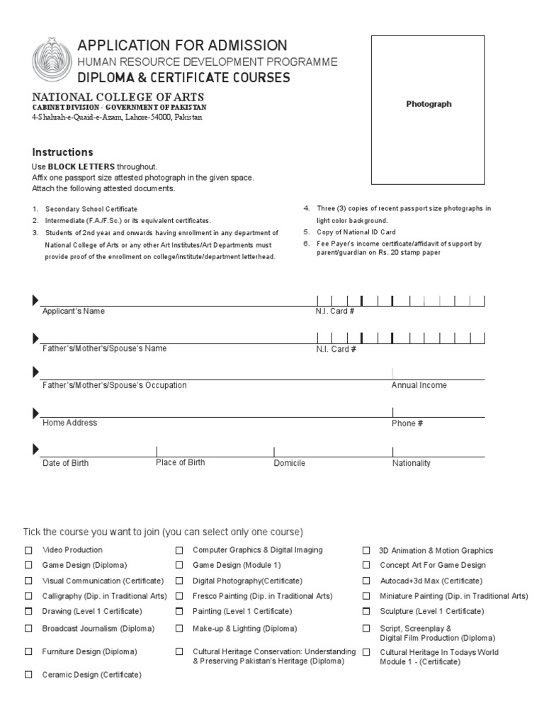 Diploma Application Form Academic Certificate University And