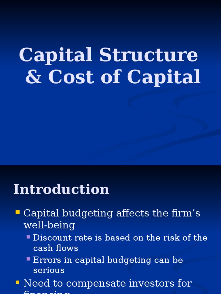capital structure Cost Of Capital Capital Structure