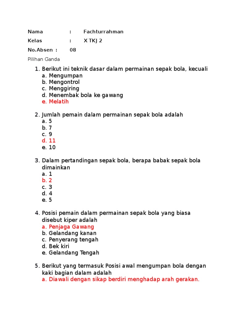 Soal Menggiring Bola Bola Materi Sd