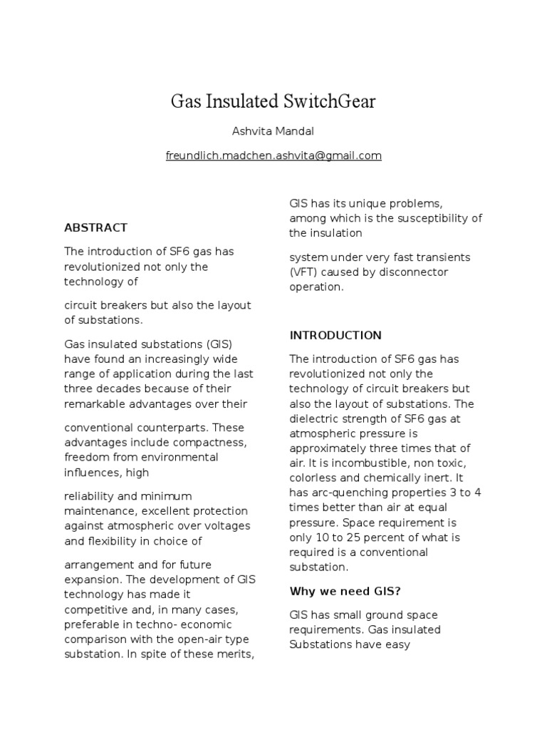 SF6 Gas Insulated Switchgear Overview | PDF | Electrical Equipment ...