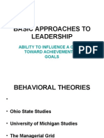 Basic Approaches To Leadership