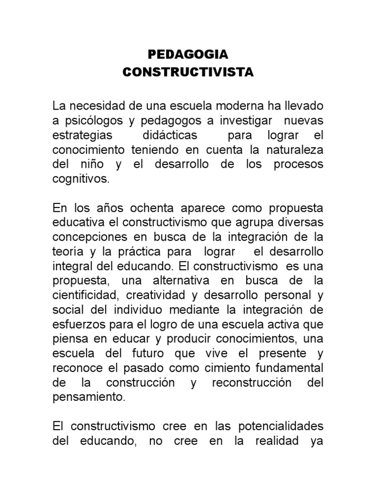 Pedagogia Constructivista | PDF | Constructivismo (filosofía de la ...