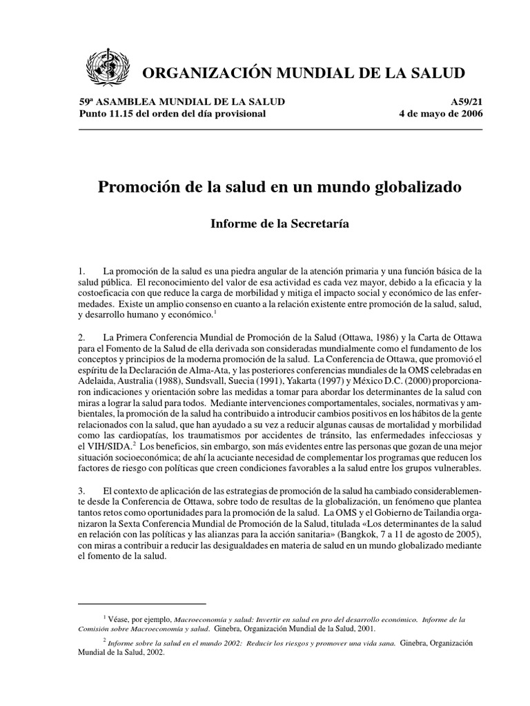 Carta de Ottawa 1986 Promoción de