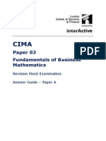 Paper 03 Fundamentals of Business Mathematics: Revision Mock Examination Answer Guide - Paper A