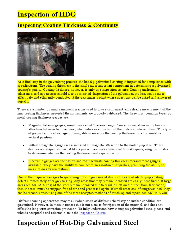 HDG Coating Thickness Inspection Guide | PDF | Galvanization | Corrosion