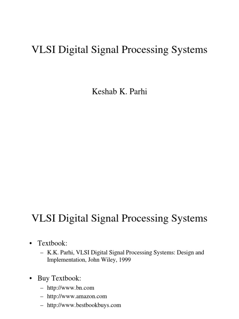 Vlsi Signal Processing PDF Digital Signal Processing Electrical