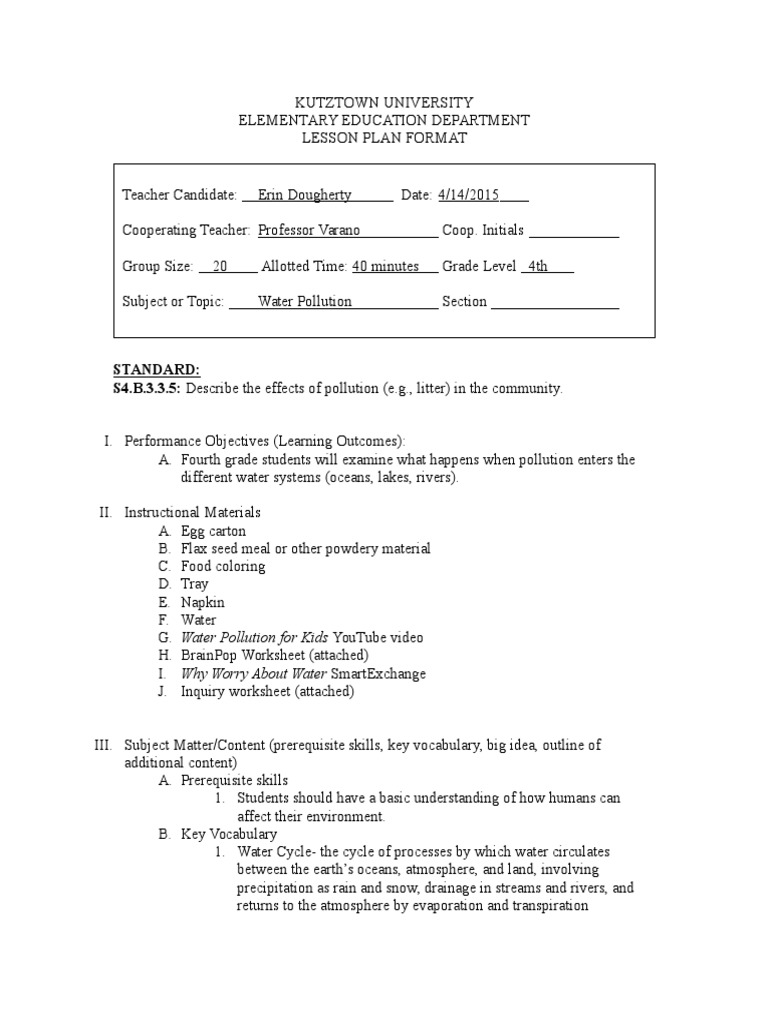 lessonplan 4 pdf water pollution pollution