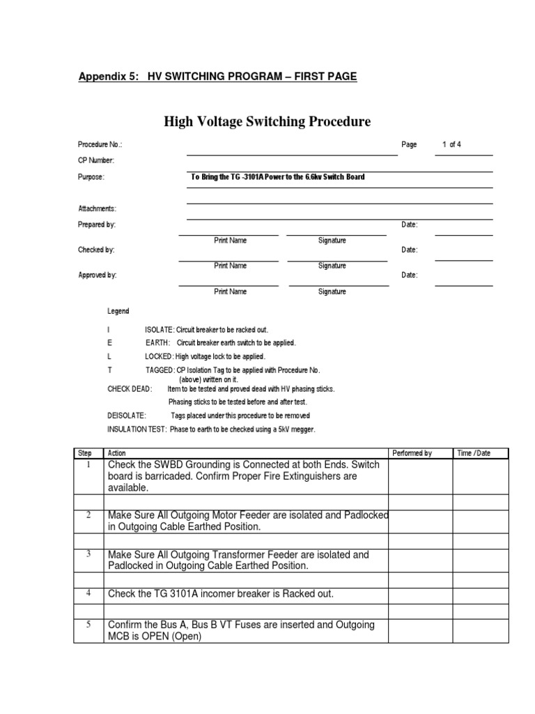 High Voltage Switching Procedure Guide | PDF | Switch | Voltage