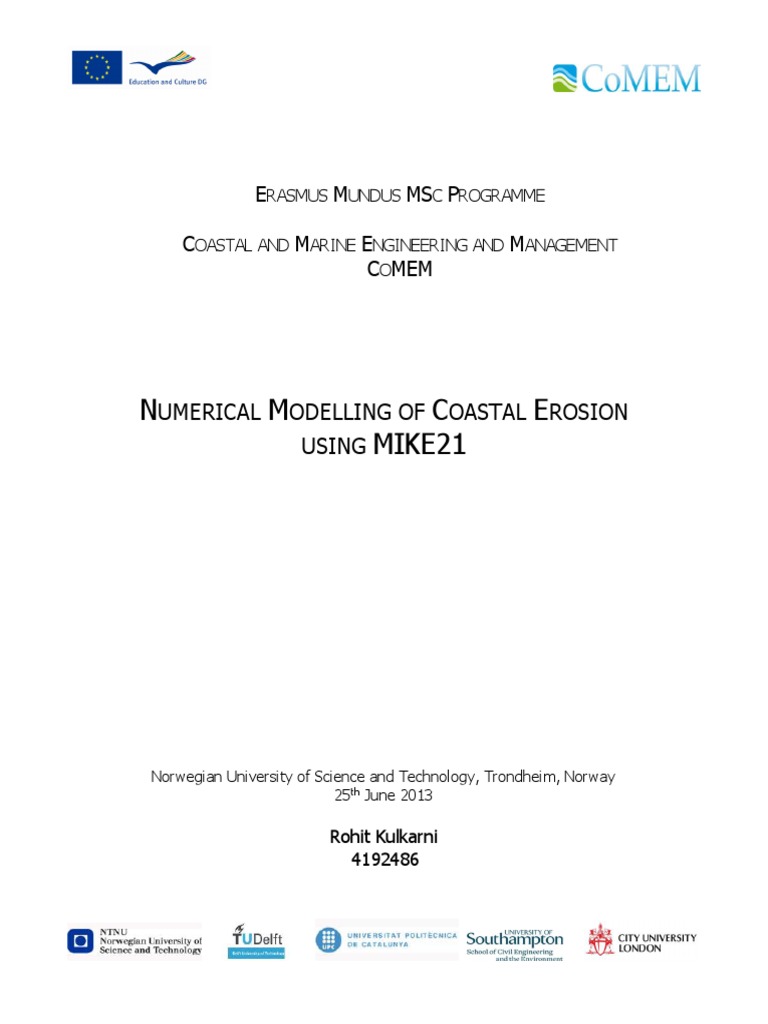 Numerical Modeling Of Coastal Erosion Using Mike21 Pdf Pdf Spectral