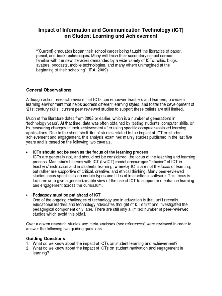 Impact of Information and Communication Technology (ICT) On Student ...