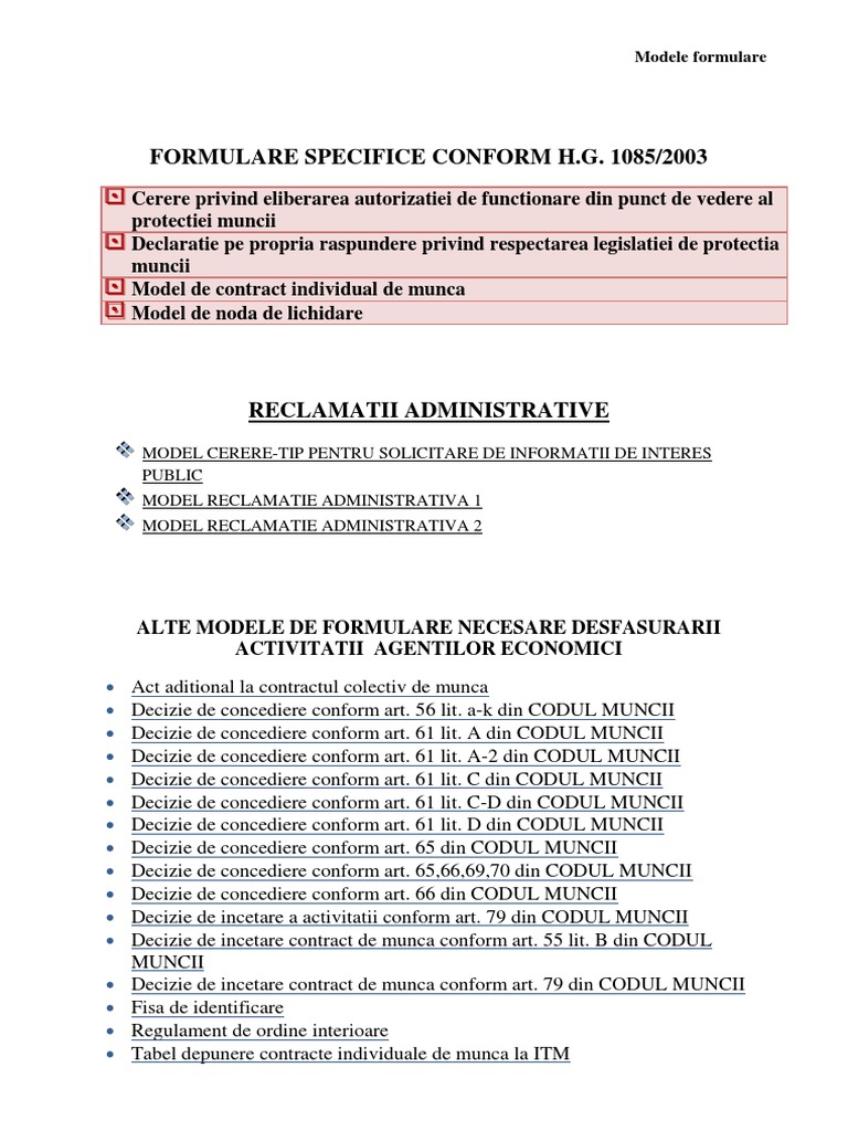 Modele de Formulare Complet | PDF