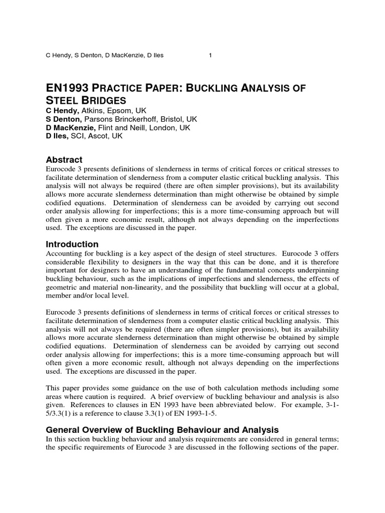 Buckling Analysis of Steel Bridges | PDF | Buckling | Bending