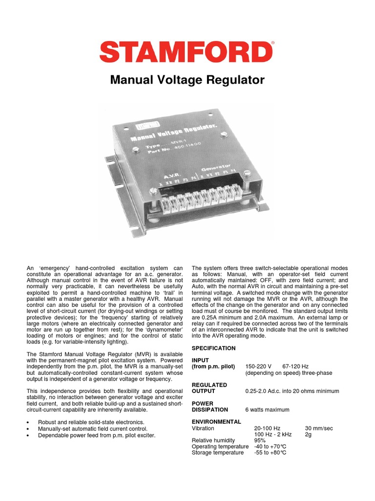 Stamford Manual Voltage Regulator Guide PDF Electric Generator