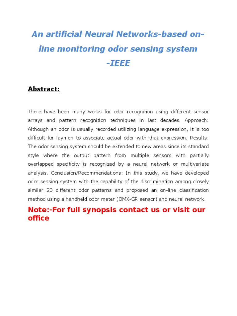 Neural Network Odor Sensing System | PDF | Technology & Engineering
