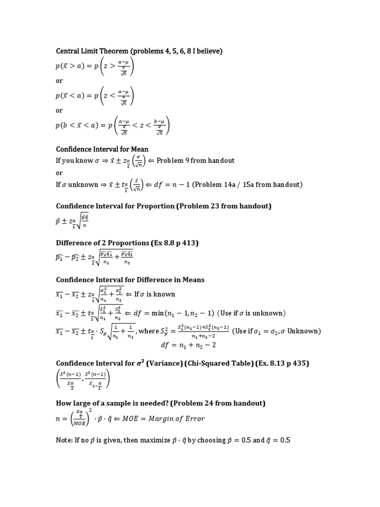 Central Limit Theorem and Confidence Intervals | PDF | Teaching Methods ...