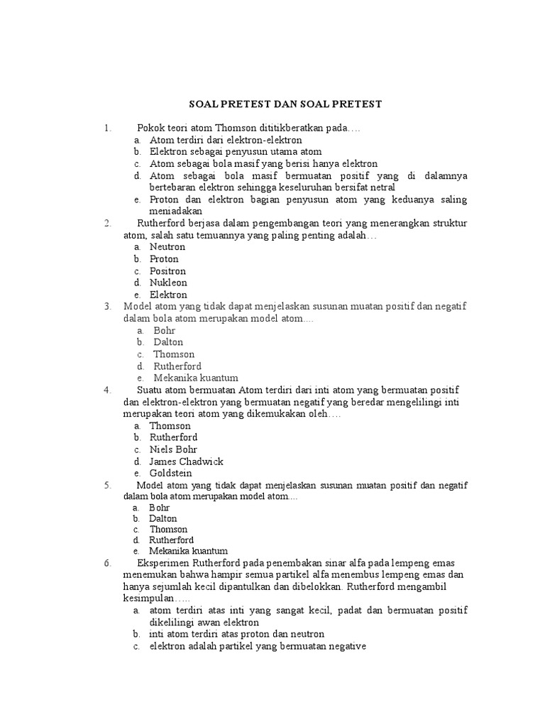 Soal Pretest Dan Soal Pretest