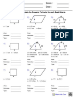 Area & Perimeter Quadrilaterals Classwork-Homework