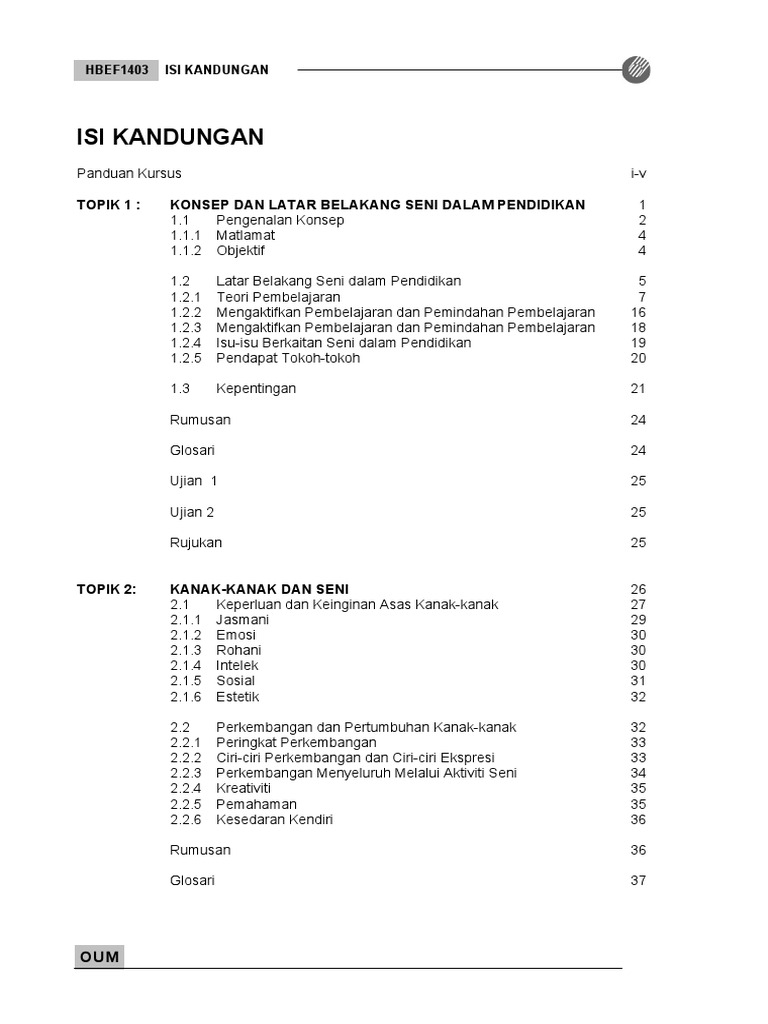 Modul Hbef1403 Seni Dalam Pendidikan Pdf