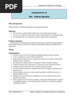 Assignment No: 02 Title: Huffman Algorithm