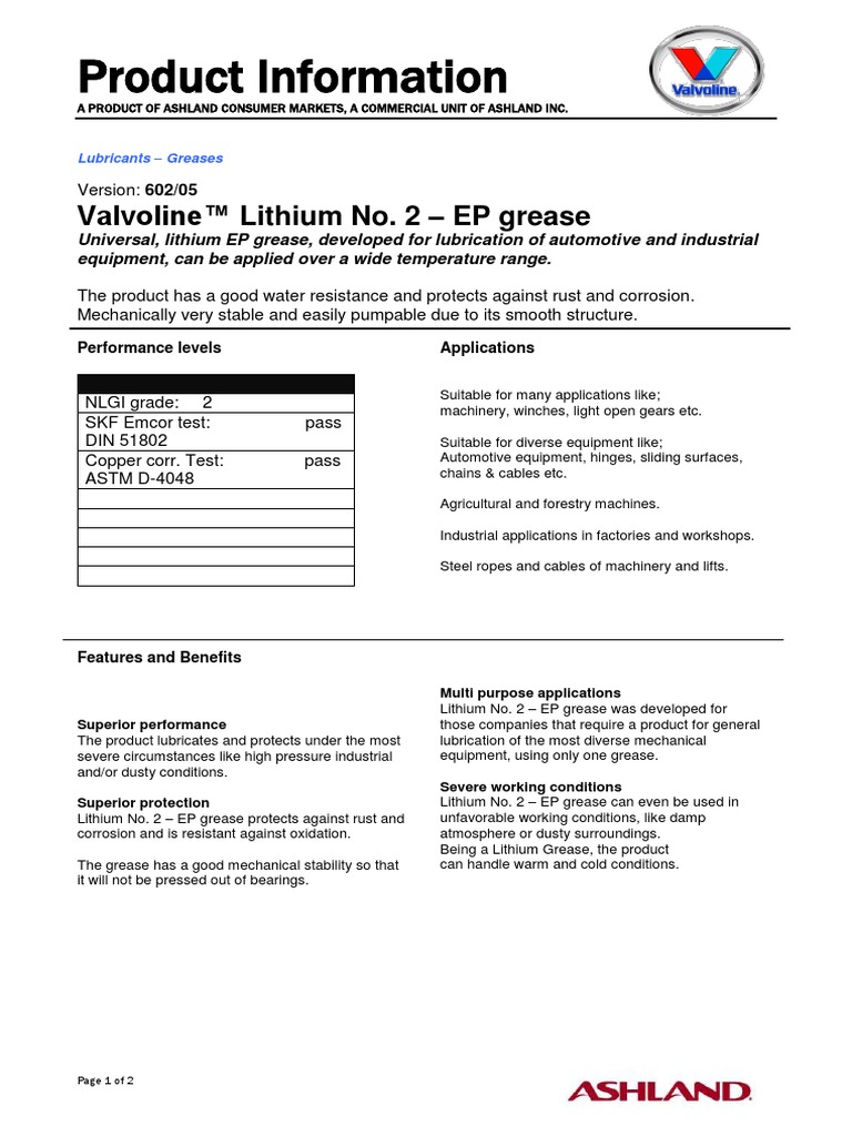 Lithium No. 2 Grease 602 05 Lithium Lubricant