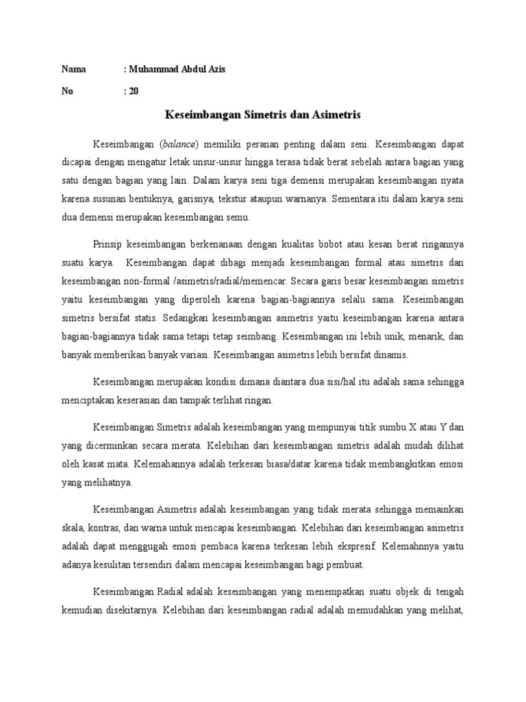 Keseimbangan Simetris Dan Asimetris