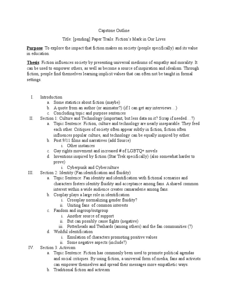 Capstone Outline PDF Cosplay Fandom