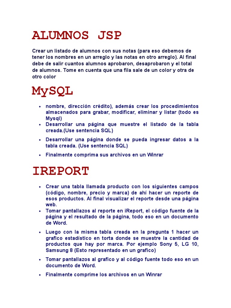 Desarrollo de Aplicaciones JSP y MySQL | PDF | Tabla (base de datos) | SQL