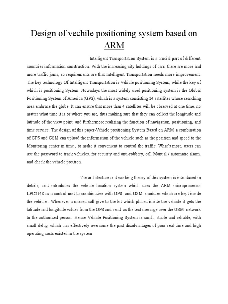 16.design of Vechile Positioning System Based On ARM | PDF | Global ...