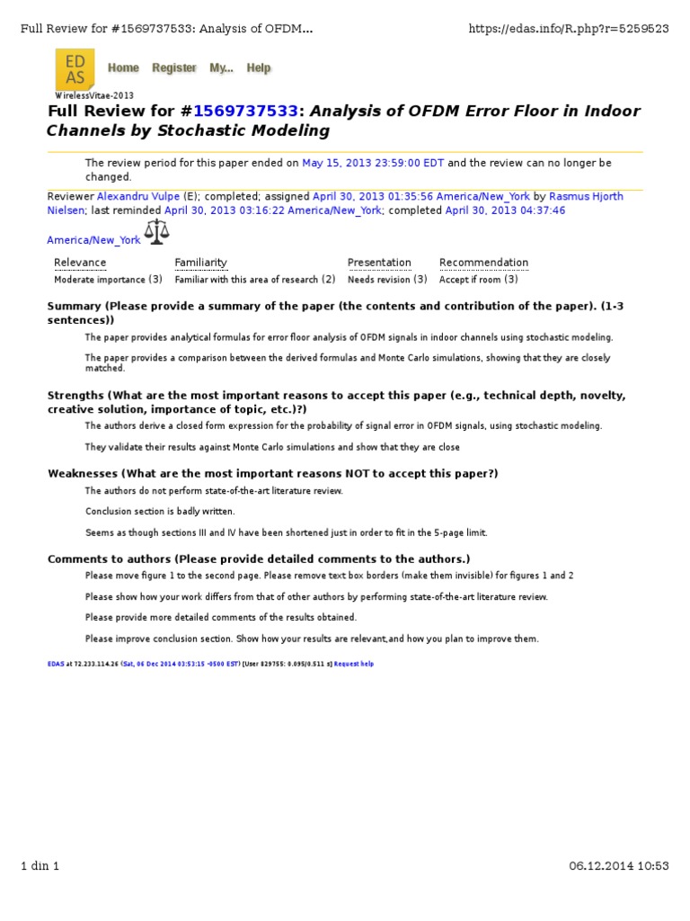 OFDM Error Analysis for Researchers | PDF