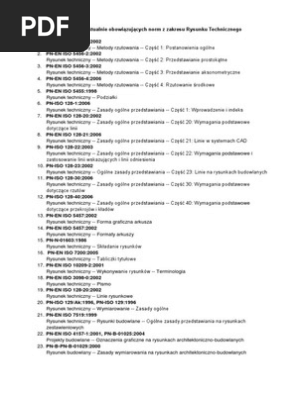 Spis Aktualnie Obowiązujących Norm Z Zakresu Rysunku