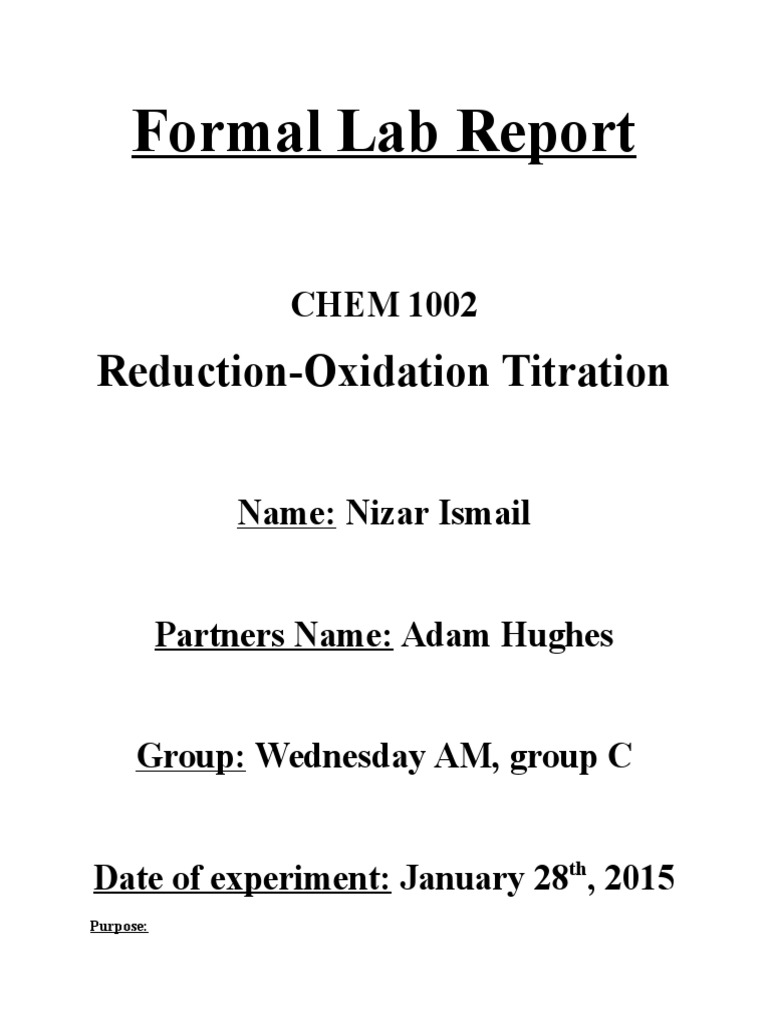 Formal Lab PDF Redox Titration