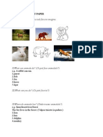 I.Scrie Numele Animalului Sub Fiecare Imagine.: Test Paper
