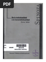 Balibar, Etienne. Spinoza, De La Individualidad a La Transindividualidad