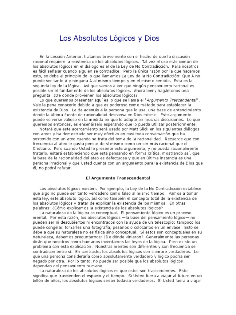 Los Absolutos Lógicos y Dios | PDF | Existencia | Filosofía