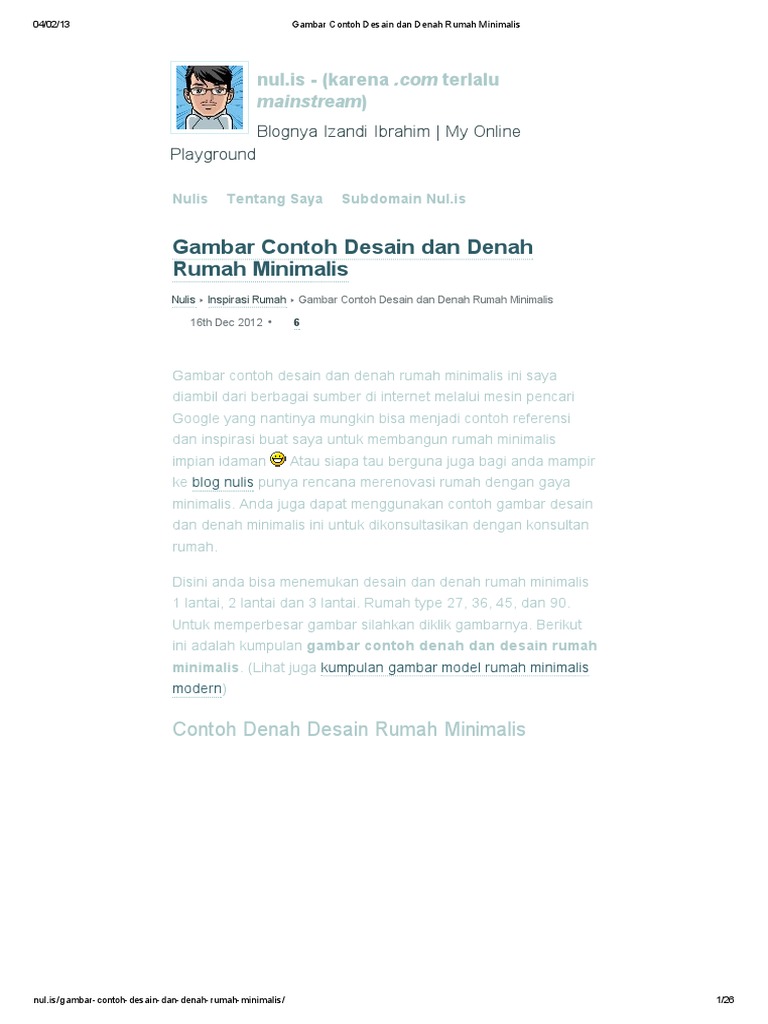 Gambar Contoh Desain Dan Denah Rumah Minimalis