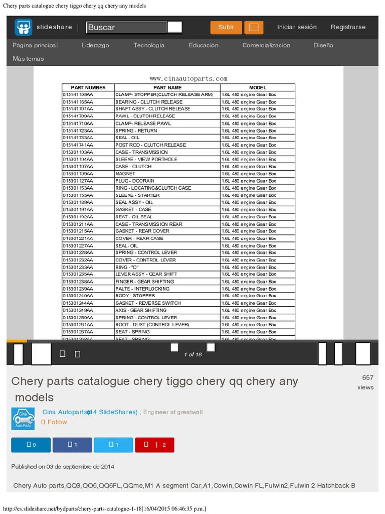 Chery Parts Catalogue Chery Tiggo Chery Qq Chery Any Models | Wheeled  Vehicles | Transport Companies