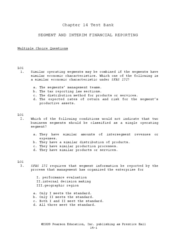 Chapter 14 Segment and Interim Financial Reporting | PDF | Cost Of ...