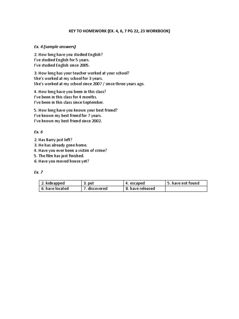 English Homework Answer Key | PDF