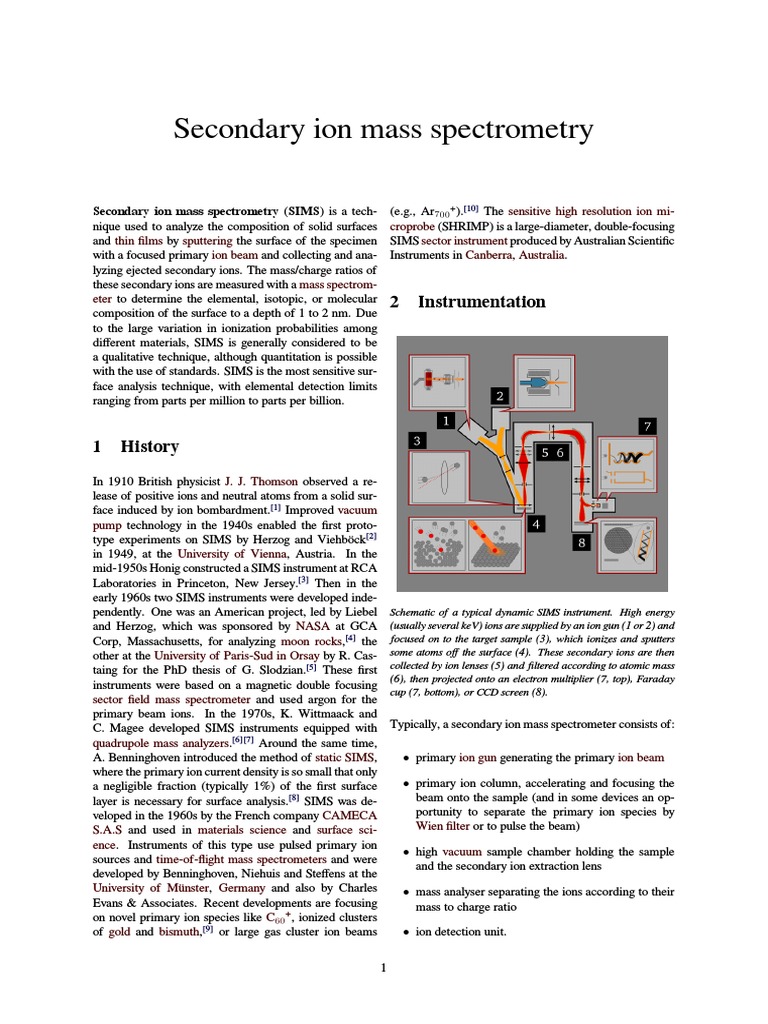 Secondary Ion Mass Spectrometry | PDF | Optics | Measuring Instrument