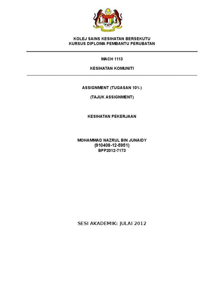 Mach Kesihatan Pekerjaan Pdf