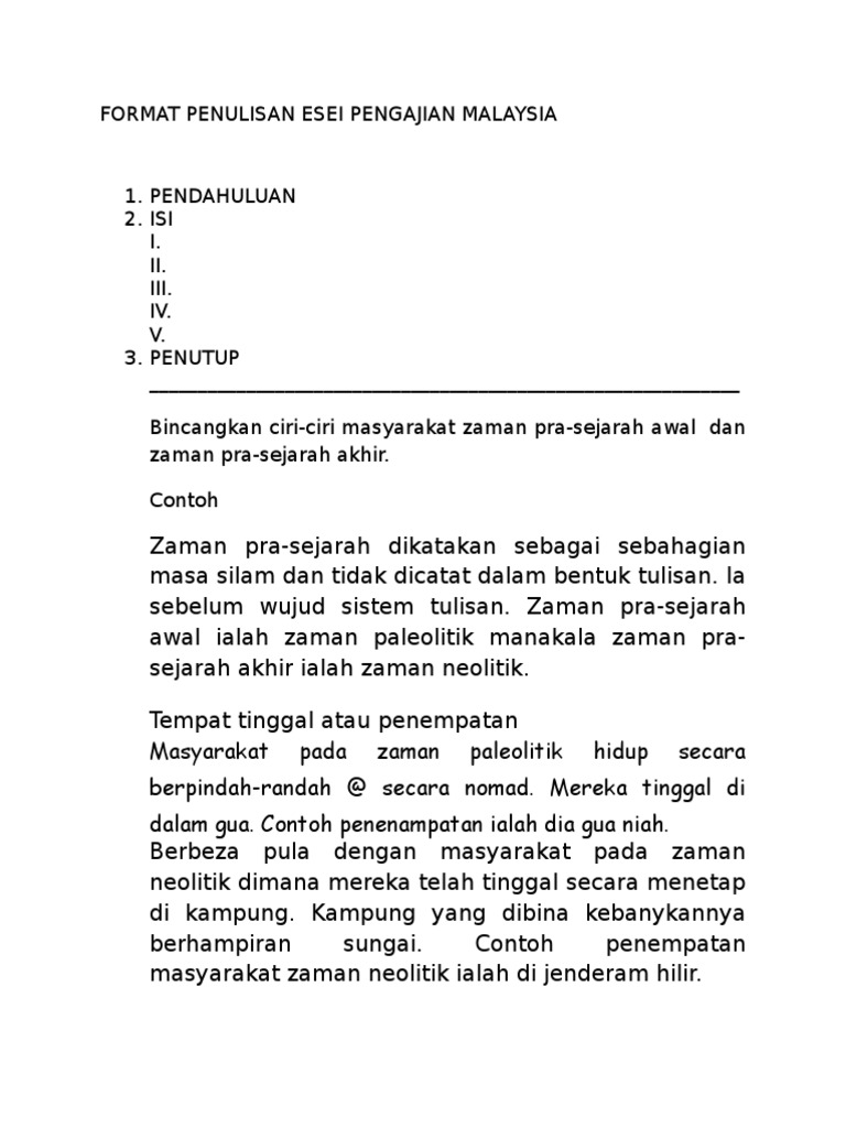 format essay pengajian am