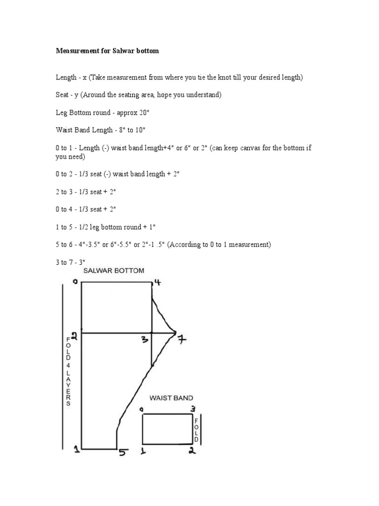 Measurement For Salwar PDF Clothing Leisure