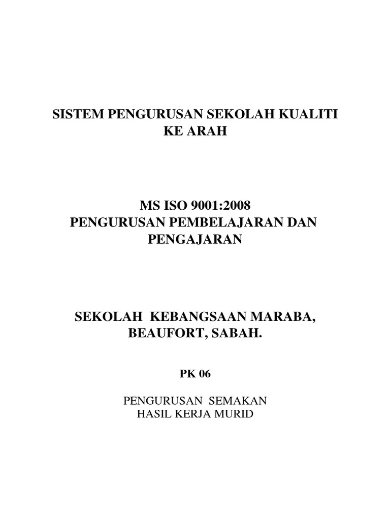 Borang Semakan Buku Kerja Murid Pdf