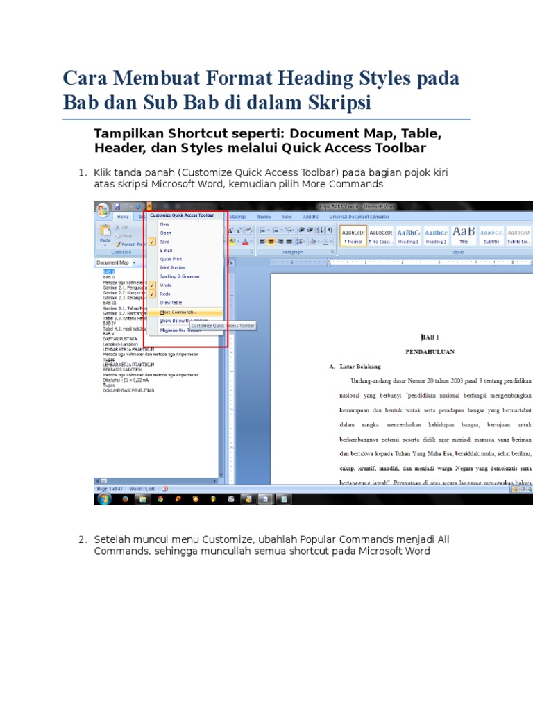 Format Heading untuk Skripsi di Word | PDF | Komputer